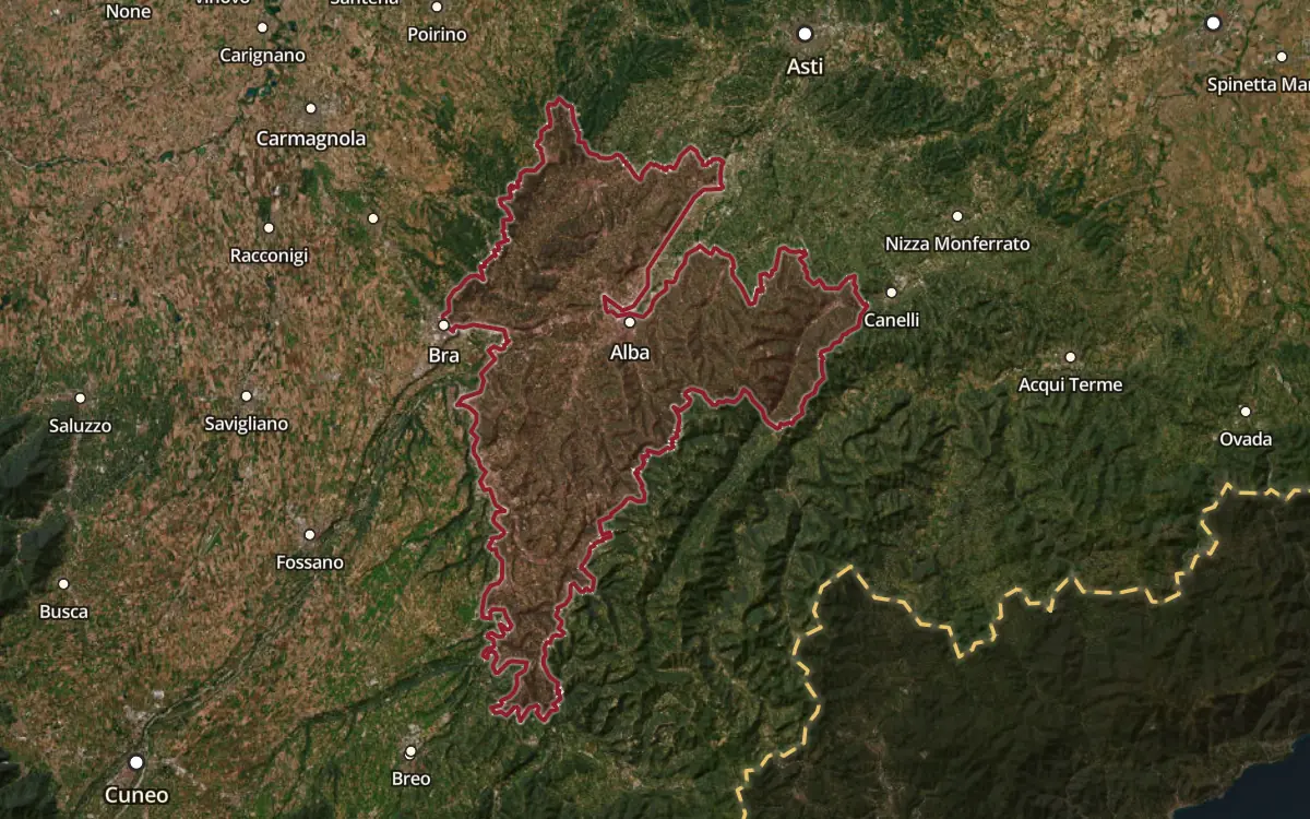 Map of the Alba DOC production zone on satellite imagery