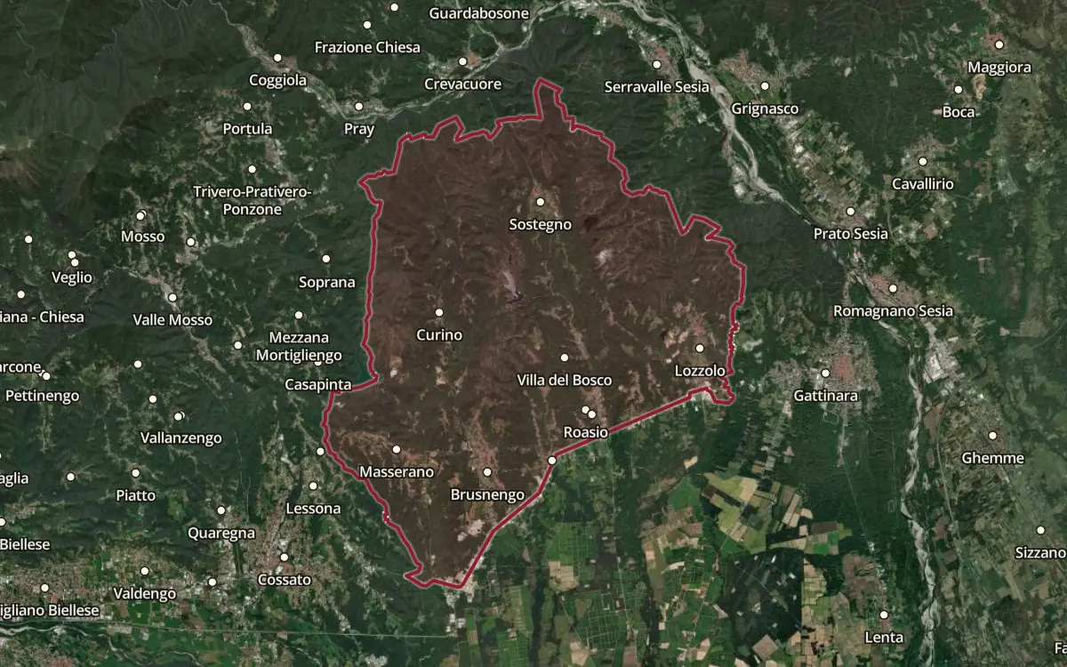 Map of the Bramaterra DOC production zone on satellite imagery