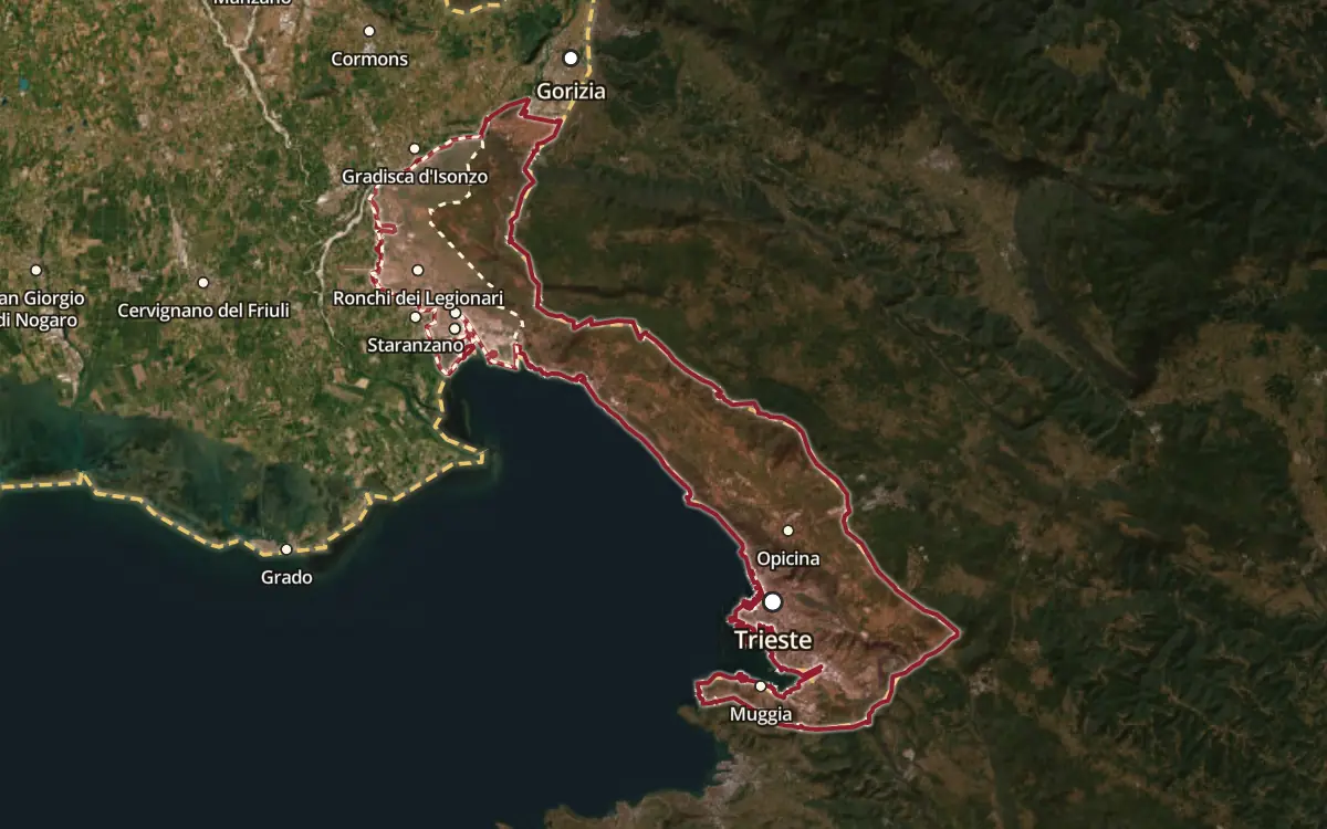 Map of the Carso DOC production zone on satellite imagery