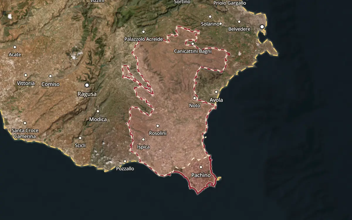 Map of the Eloro DOC production zone on satellite imagery