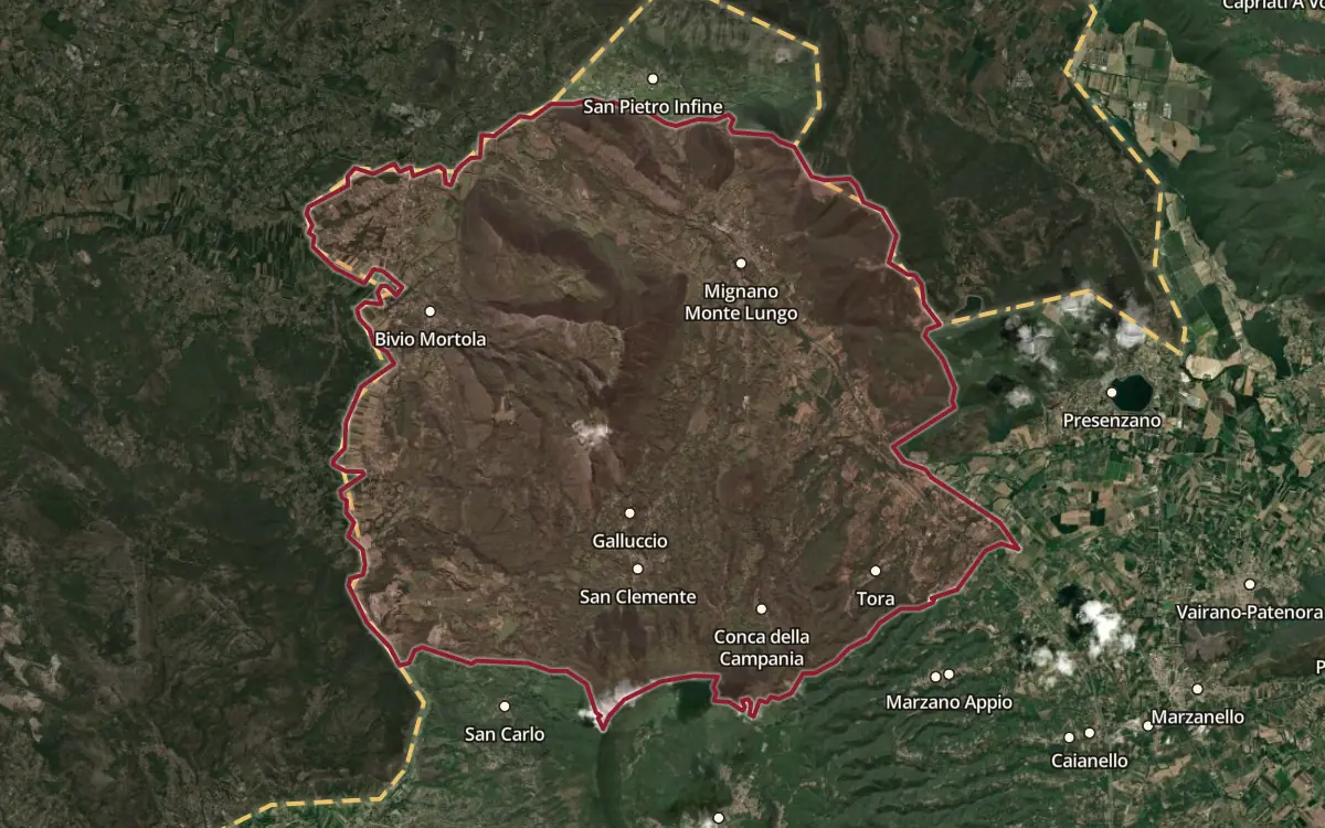 Map of the Galluccio DOC production zone on satellite imagery