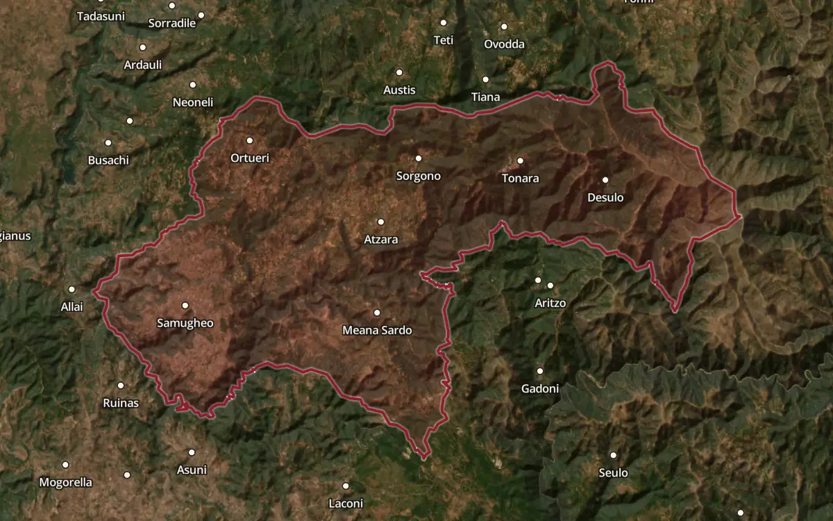 Map of the Mandrolisai DOC production zone on satellite imagery