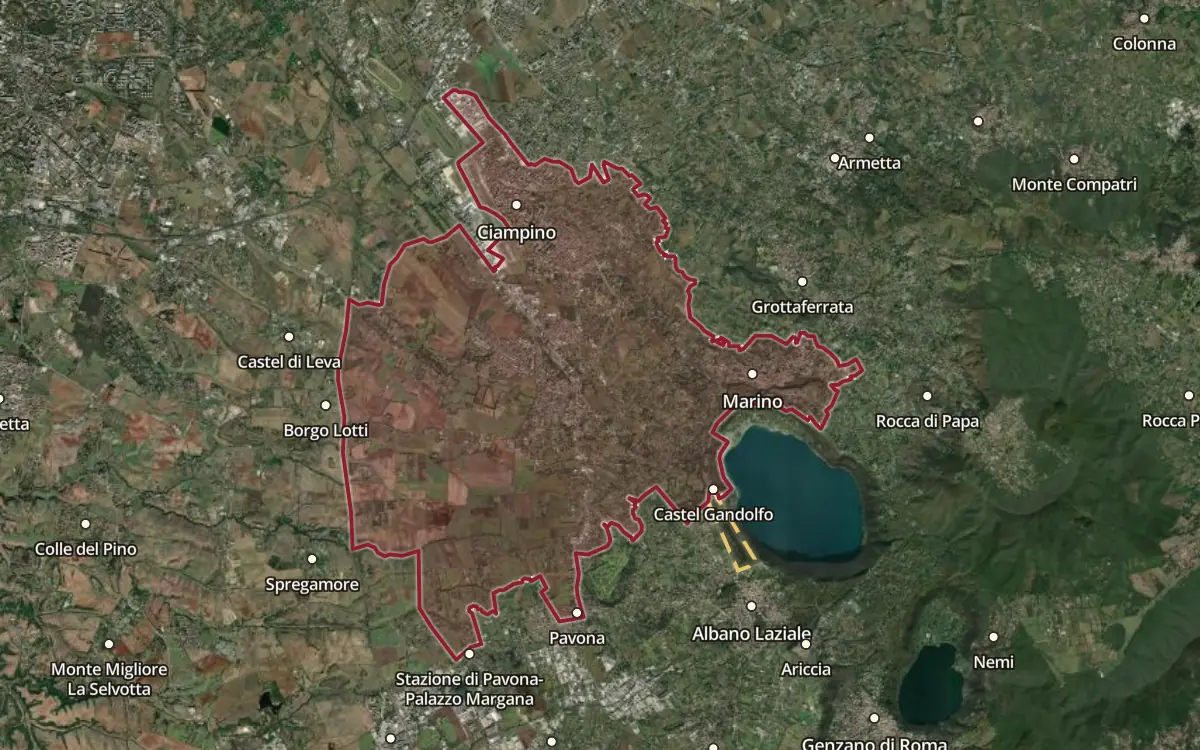 Map of the Marino DOC production zone on satellite imagery