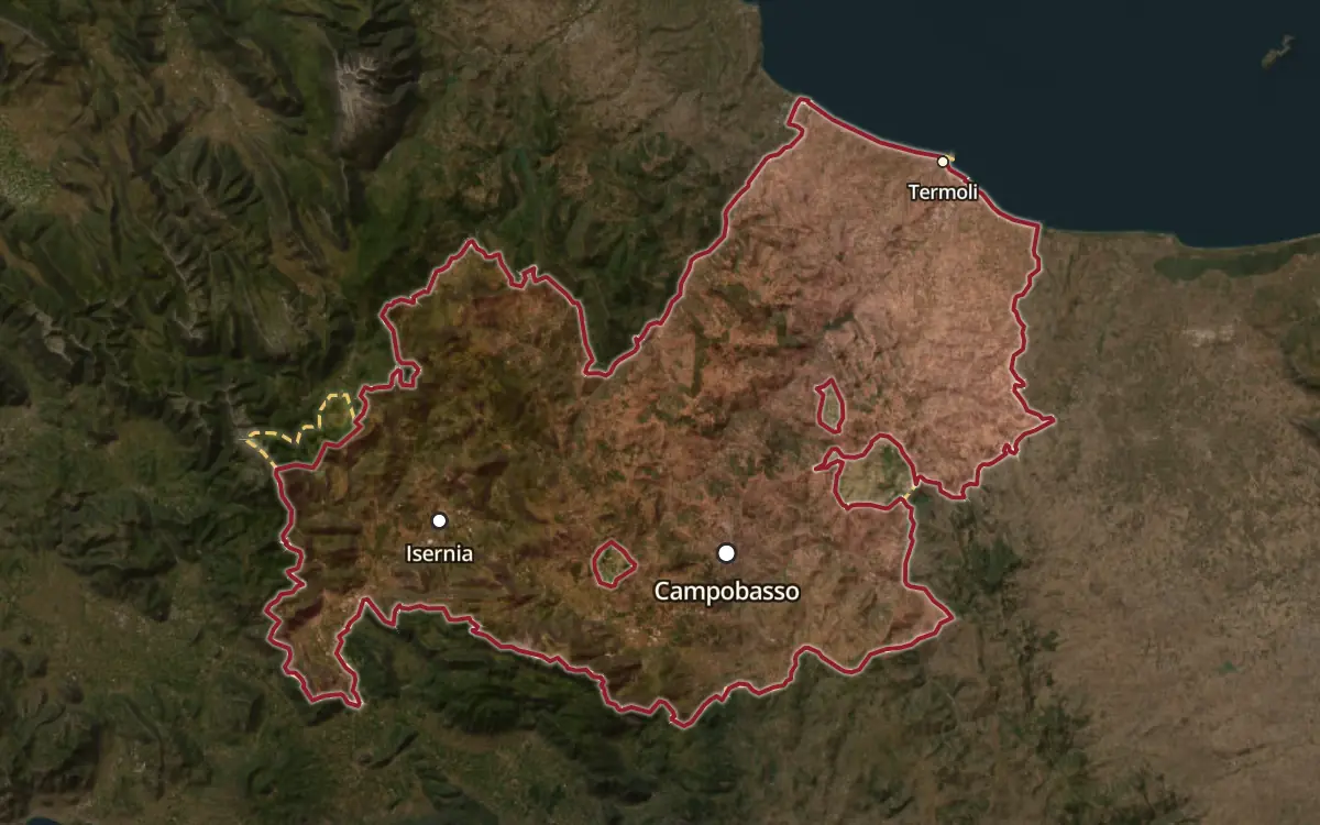 Map of the Molise DOC production zone on satellite imagery