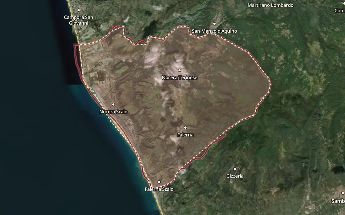Map of the Scavigna DOC production zone on satellite imagery