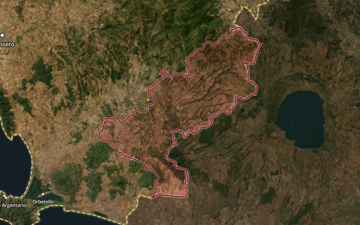 Map of the Sovana DOC production zone on satellite imagery